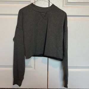 Grey Long Sleeve Crop Top